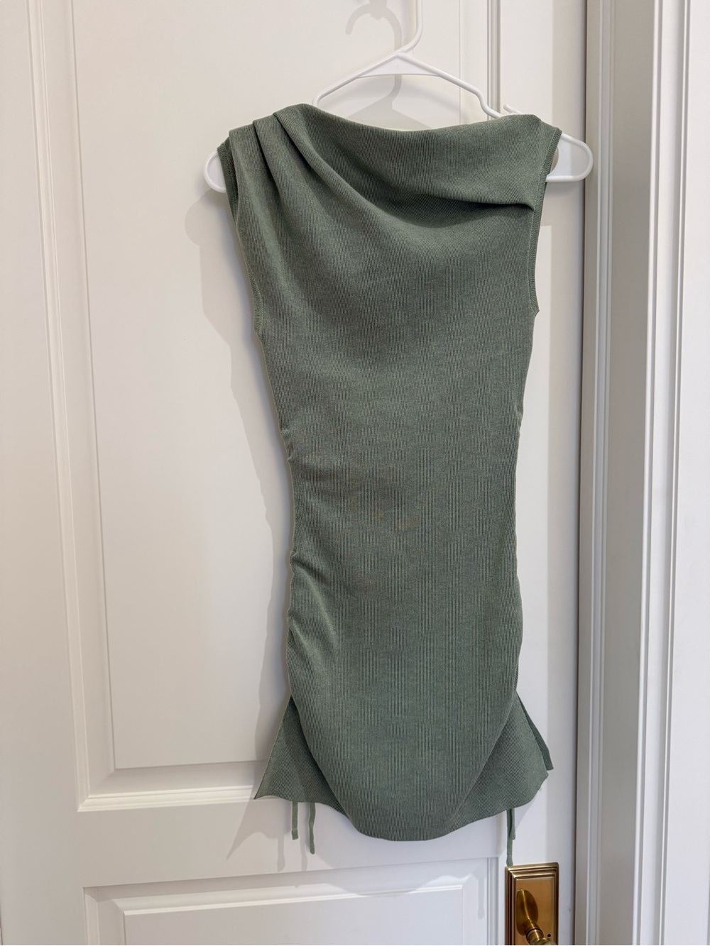 Lioness Moss Green Off-Shoulder Knit Dress Sweater